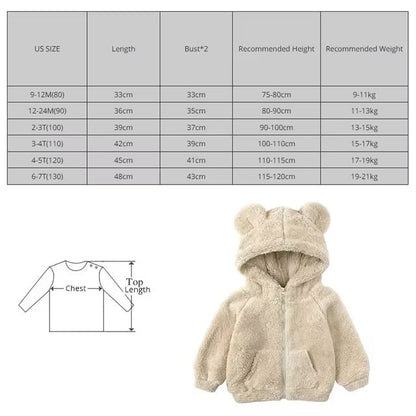 Kids Winter Teddy Bear Jacket with Ears | 6 Months - 7 Years