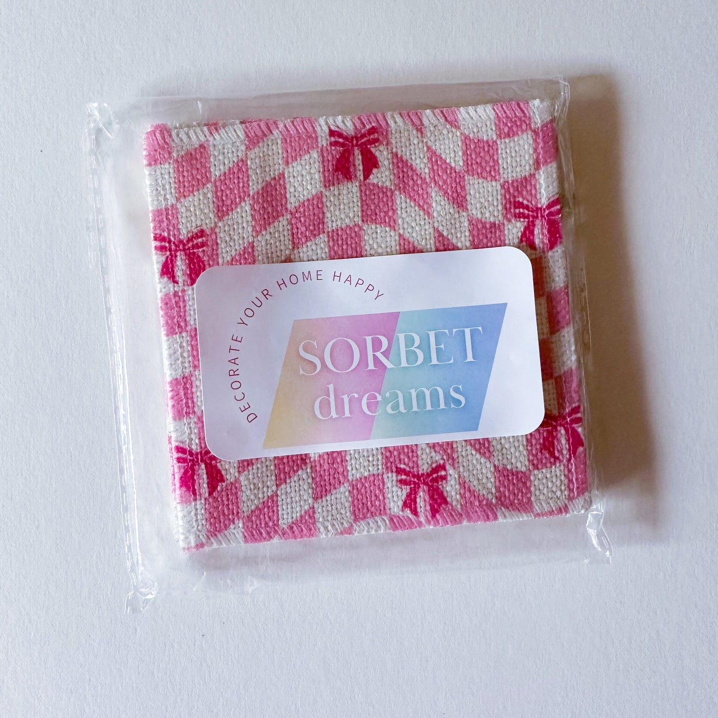 Ribbons & Checks linen coaster set - ScentiMelti Home Fragrance, Beauty & Gifts UK