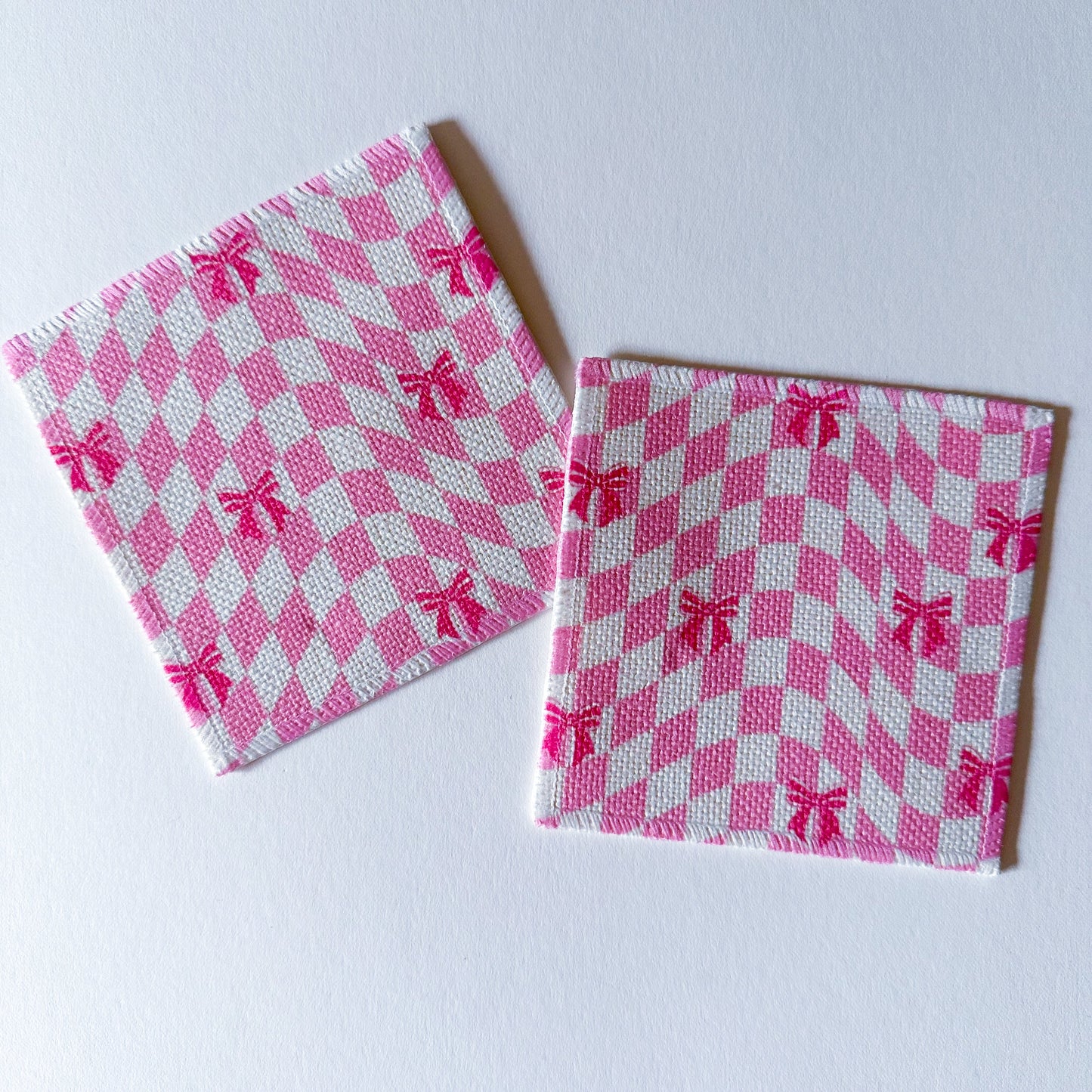 Ribbons & Checks linen coaster set - ScentiMelti Home Fragrance, Beauty & Gifts UK