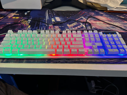 LED hybrid Backlit Keyboard 104key Water Resistant Black/ White/ Blue/ Pink/ Purple / Mixed colours - ScentiMelti Home Fragrance, Beauty & Gifts UK