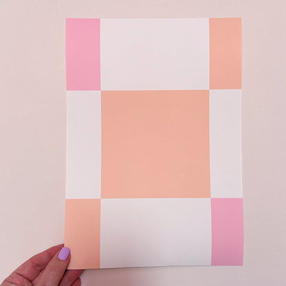 ‘Checkmate’ Checkered Wallpaper in Peach and Pink Candy - ScentiMelti Home Fragrance, Beauty & Gifts UK