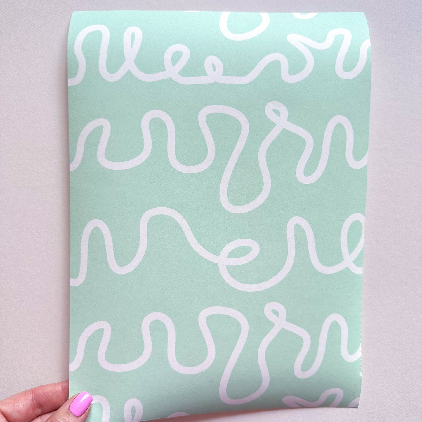 Squiggle Wallpaper in Joyful Mint | abstract wallpaper in mint green - ScentiMelti Home Fragrance, Beauty & Gifts UK