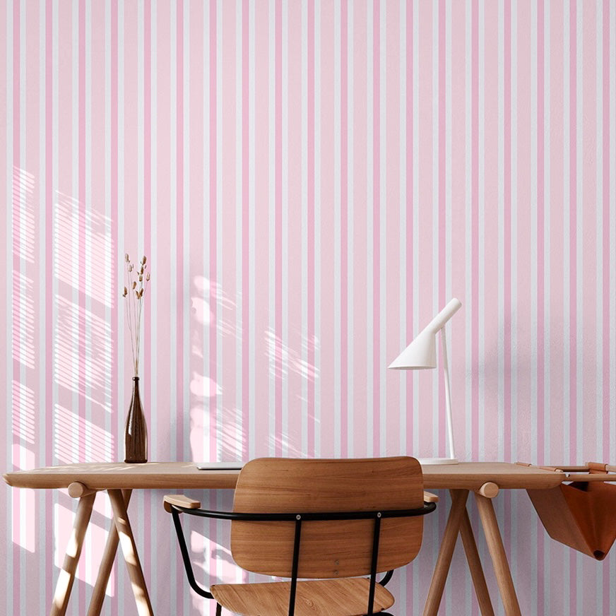 'My Kinda Stripes' Wallpaper in Pink Candy and Strawberry | Pink Striped Wallpaper - ScentiMelti Home Fragrance, Beauty & Gifts UK