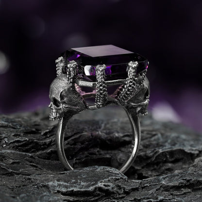 Mausoleum - Amethyst Skull Ring - ScentiMelti Home Fragrance, Beauty & Gifts UK