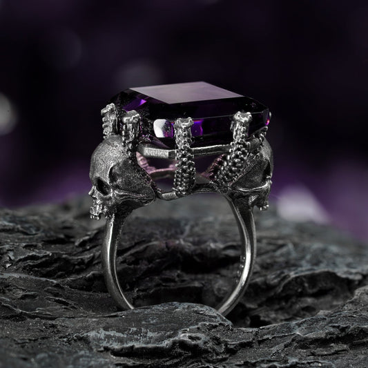 Mausoleum - Amethyst Skull Ring - ScentiMelti Home Fragrance, Beauty & Gifts UK