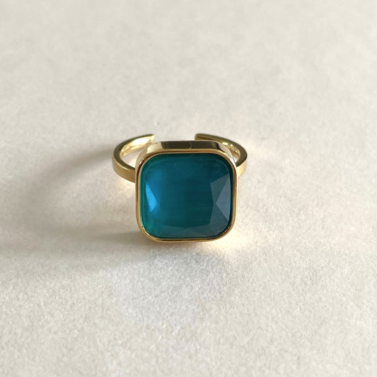 Hestia Luxe 18k Gold Plated Turquoise Ring - ScentiMelti Home Fragrance, Beauty & Gifts UK