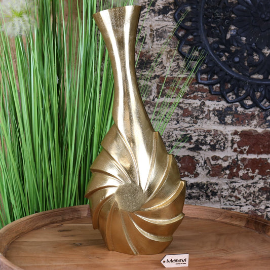 Bedi Metal Gold Vase Swirl Design 48cm - ScentiMelti Home Fragrance, Beauty & Gifts UK