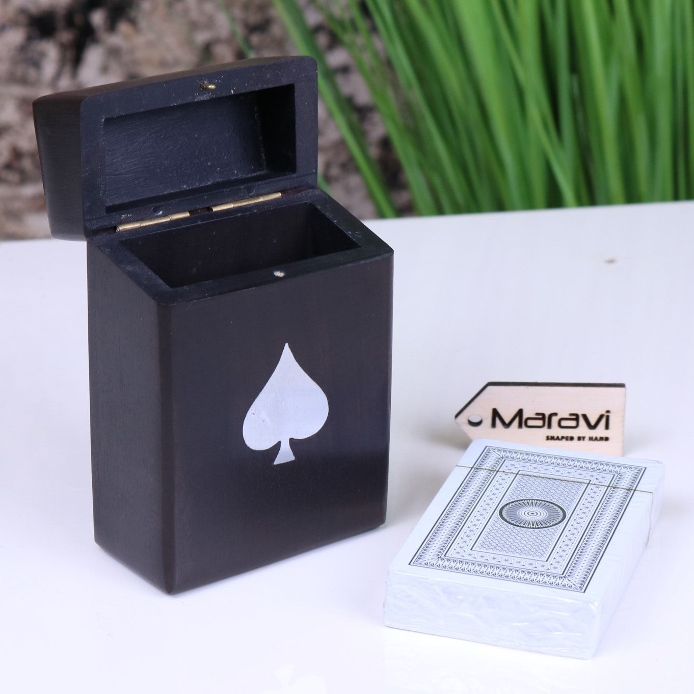 Harra Black Wood Playing Card Box - ScentiMelti Home Fragrance, Beauty & Gifts UK