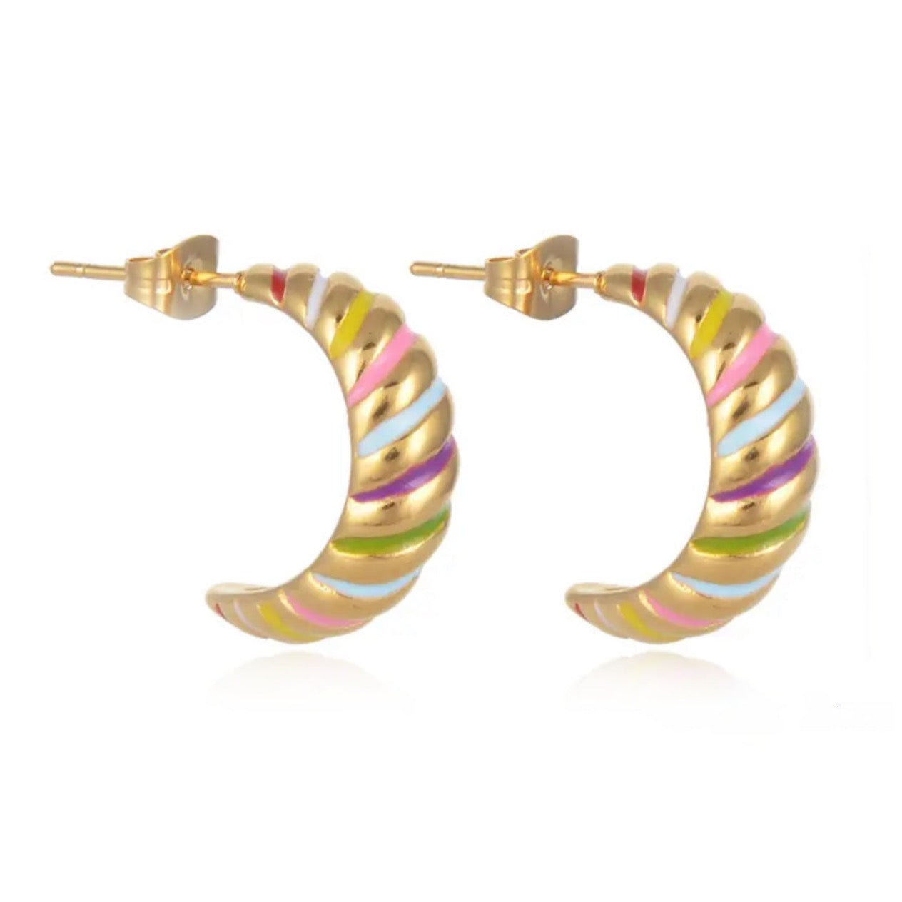 Vaani Luxe 18k Gold Plated Candy Stripe Earrings - ScentiMelti Home Fragrance, Beauty & Gifts UK