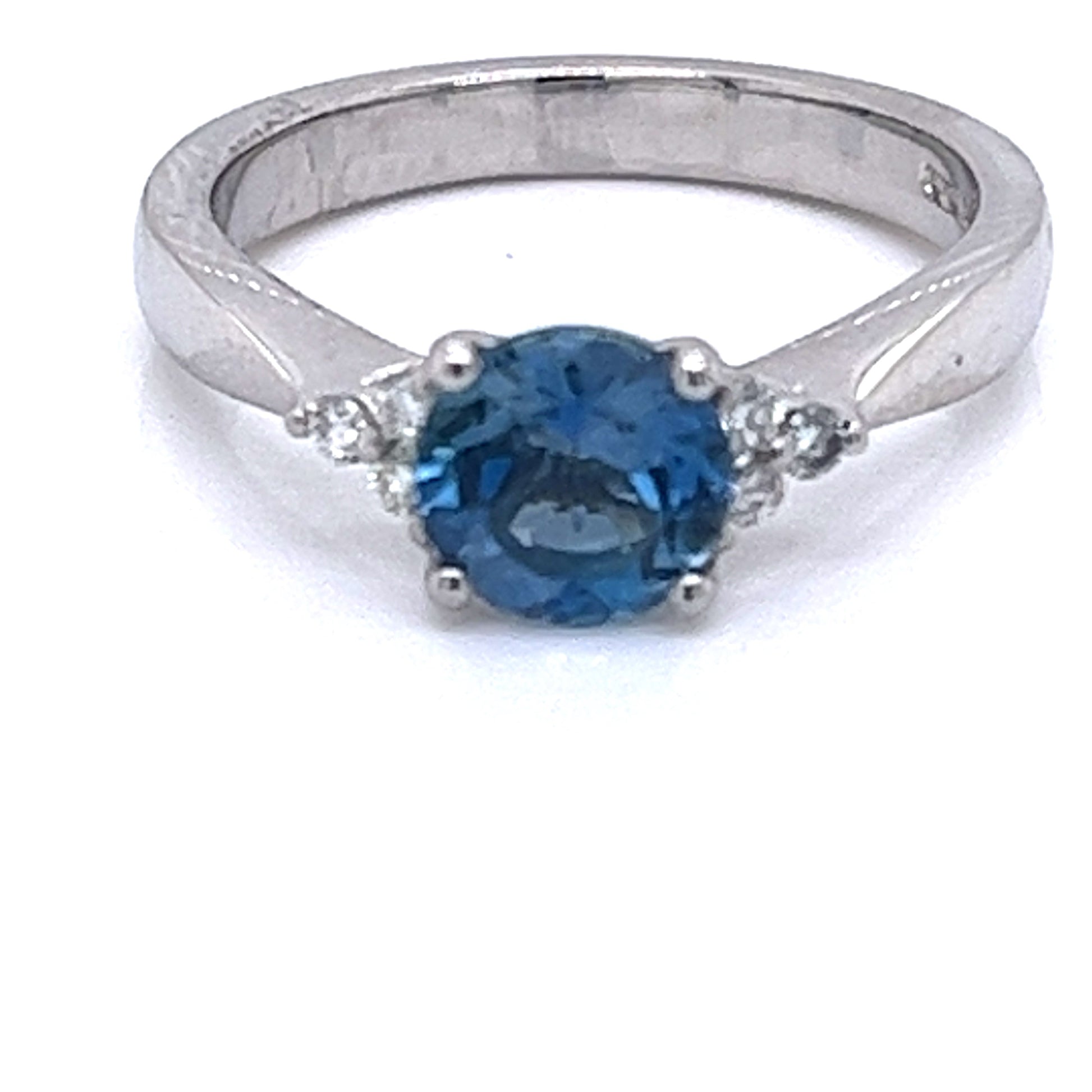 AQUA & DIAMOND PLATINUM TREFOIL RING - ScentiMelti Home Fragrance, Beauty & Gifts UK