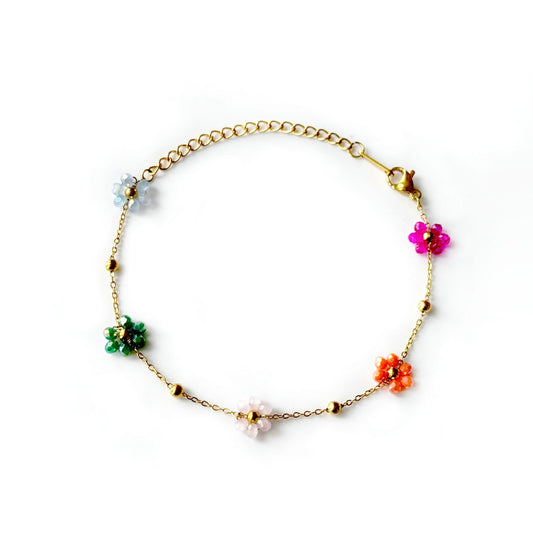 Lucy Multicoloured Beaded Flower Bracelet - ScentiMelti Home Fragrance, Beauty & Gifts UK