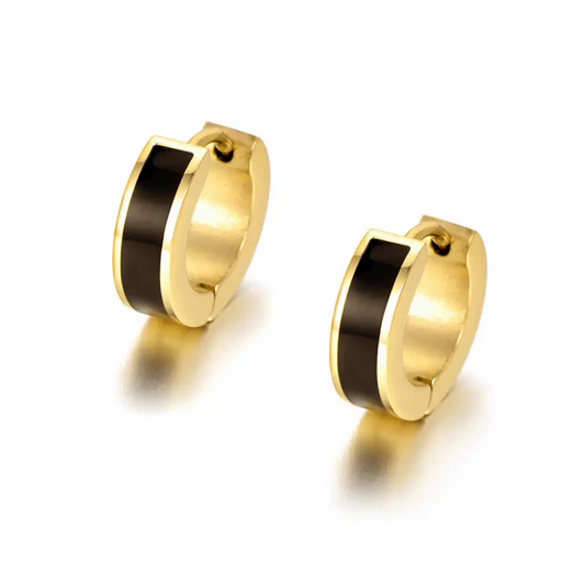 Alice Luxe 18k Gold Plated Black Huggie Hoops - ScentiMelti Home Fragrance, Beauty & Gifts UK