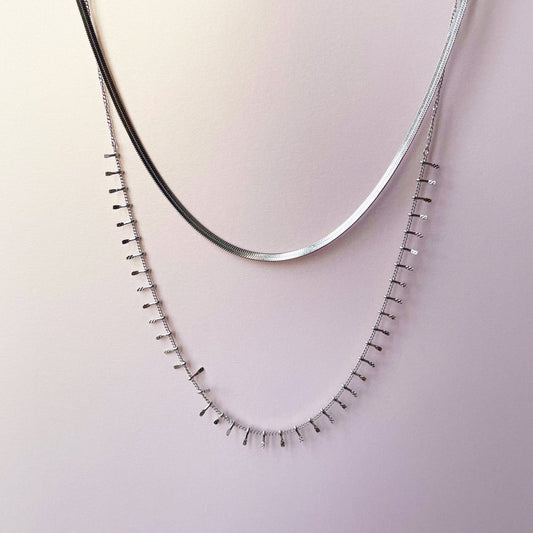 Elisaria Luxe Silver Layered Necklace - ScentiMelti Home Fragrance, Beauty & Gifts UK