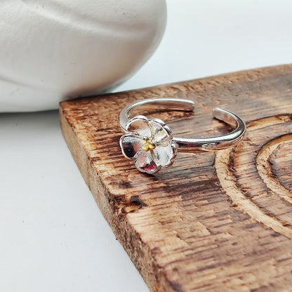 Dainty Silver Simple Stacking Sunflower Adjustable Daisy Ring - ScentiMelti Home Fragrance, Beauty & Gifts UK