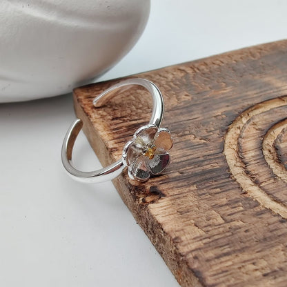 Dainty Silver Simple Stacking Sunflower Adjustable Daisy Ring - ScentiMelti Home Fragrance, Beauty & Gifts UK