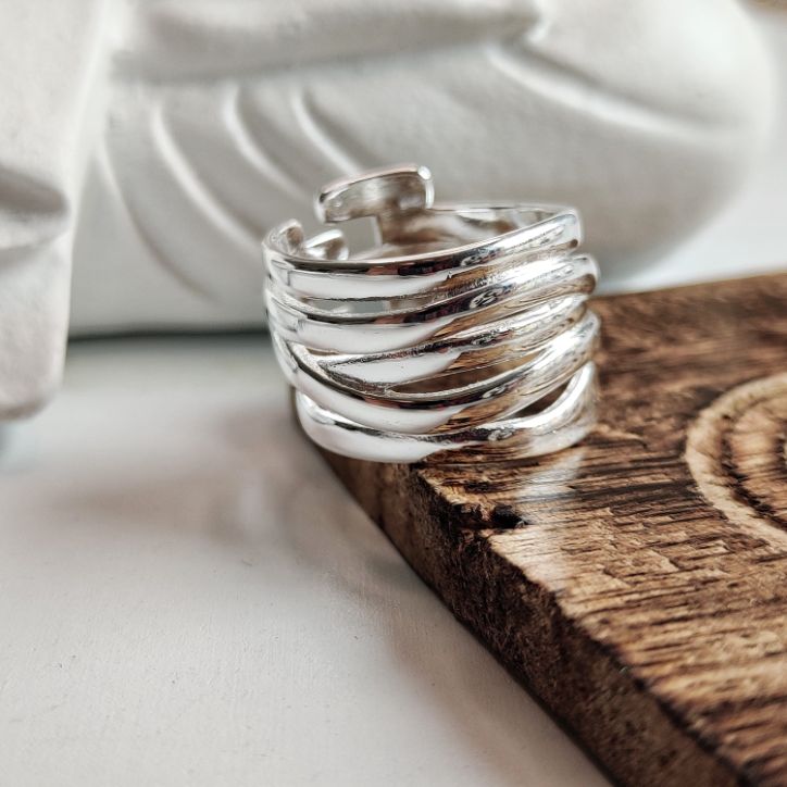 Wide Silver Thumb Punk Vintage Multilayer Twisted Statement Weaving Ring - ScentiMelti Home Fragrance, Beauty & Gifts UK