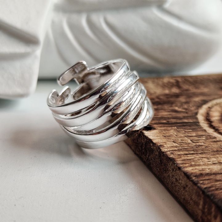 Wide Silver Thumb Punk Vintage Multilayer Twisted Statement Weaving Ring - ScentiMelti Home Fragrance, Beauty & Gifts UK