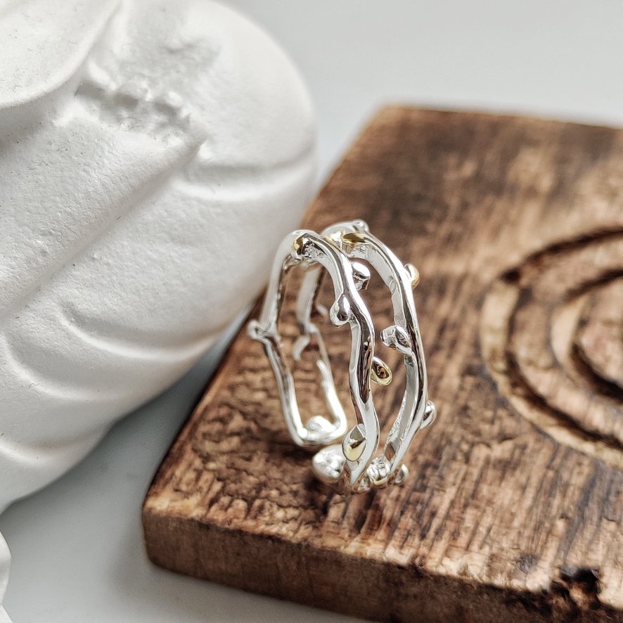 925 Sterling Silver Tree Leaf Vine Bohemian Dainty Band Ring - ScentiMelti Home Fragrance, Beauty & Gifts UK