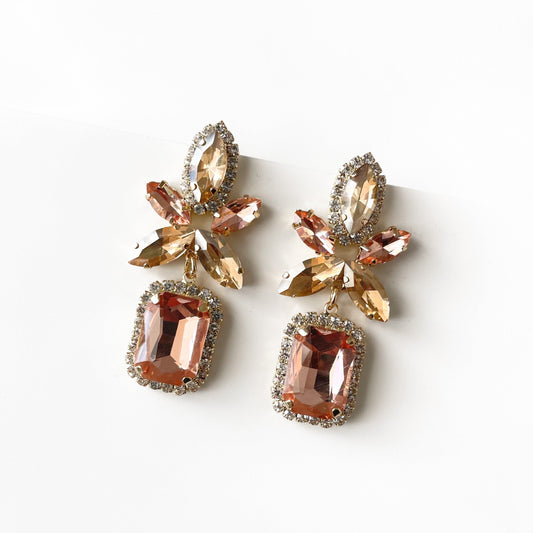 Analucia Peach Statment Jewel Earrings - ScentiMelti Home Fragrance, Beauty & Gifts UK