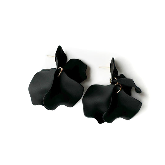 Bryony Black Statement Petal Earrings - ScentiMelti Home Fragrance, Beauty & Gifts UK