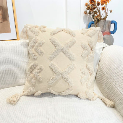 Pure Cotton Custom Boho Tassel Style Tufted Cushion Covers Home Decoration 45x45cm (18 x 18 Inches) - ScentiMelti Home Fragrance, Beauty & Gifts UK