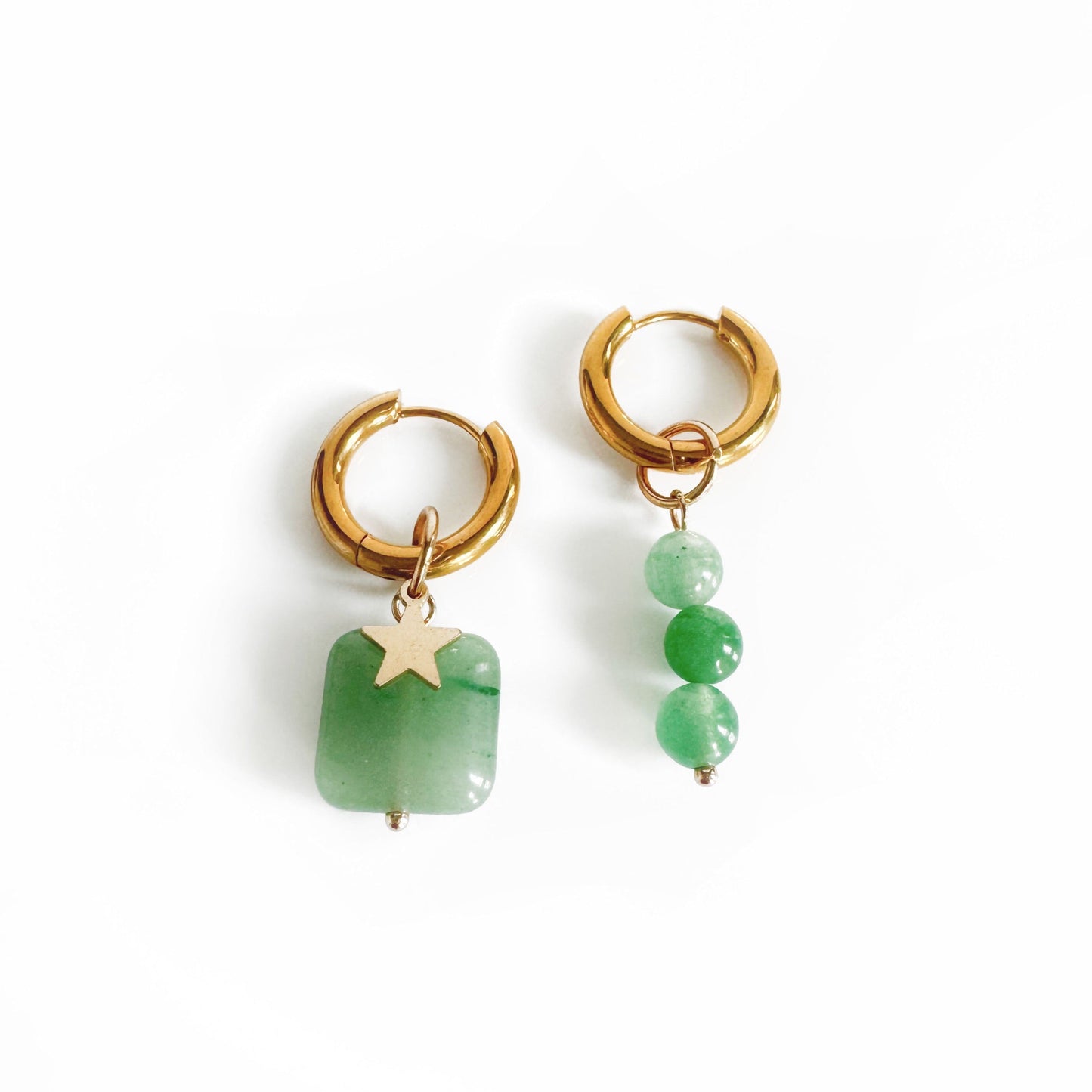 Alyssa Mismatch Green Charm Hoop Earrings - ScentiMelti Home Fragrance, Beauty & Gifts UK