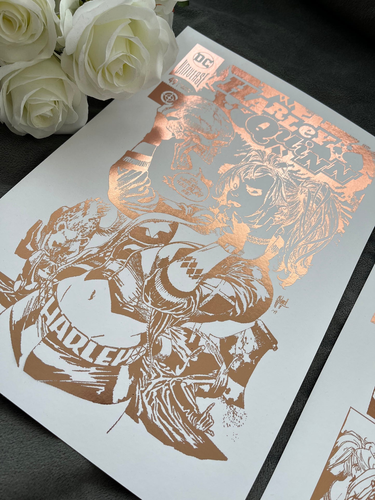 Set of 2 Harley Quinn Foil Prints Rose Gold Billies Inks ScentiMelti Wax Melts