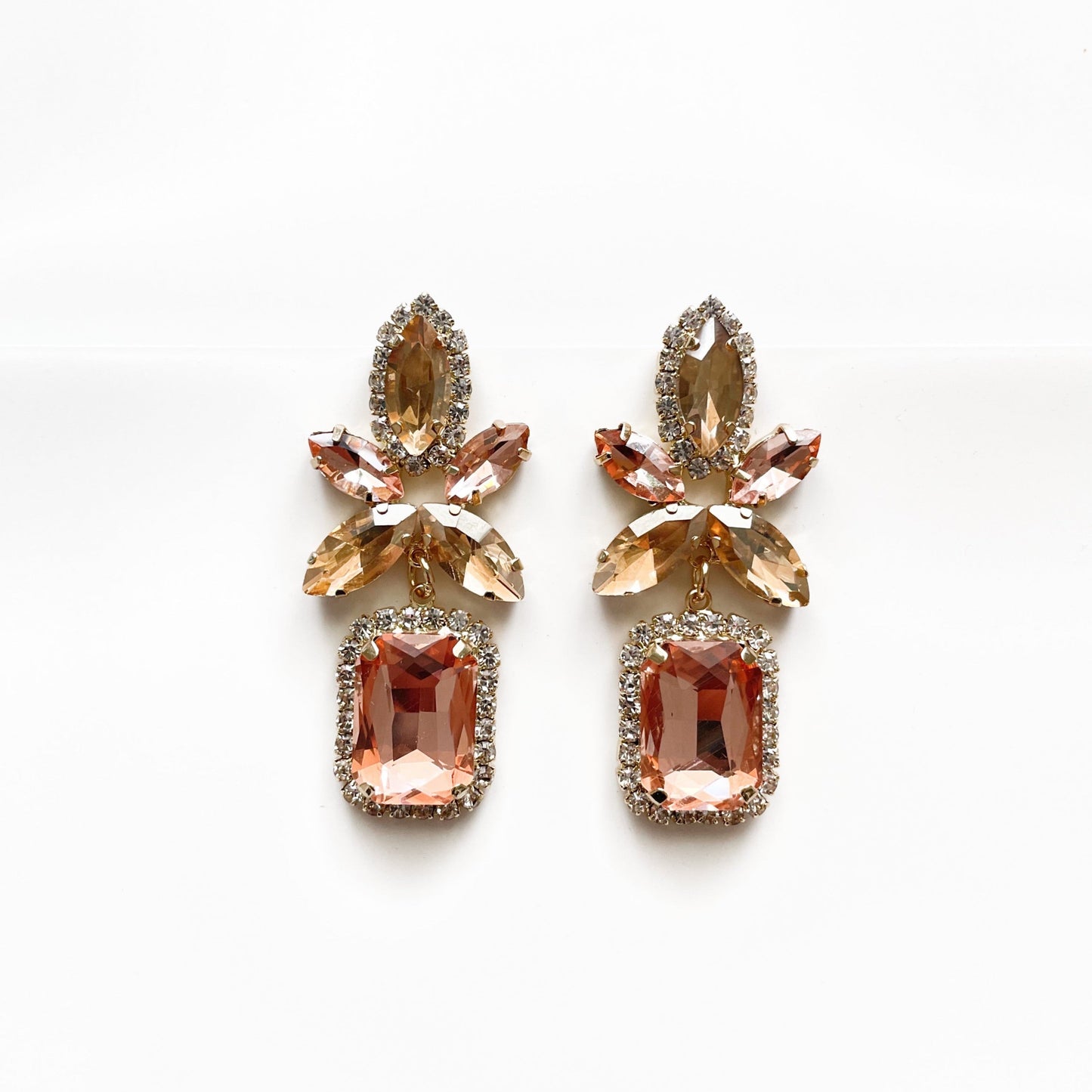 Analucia Peach Statment Jewel Earrings - ScentiMelti Home Fragrance, Beauty & Gifts UK