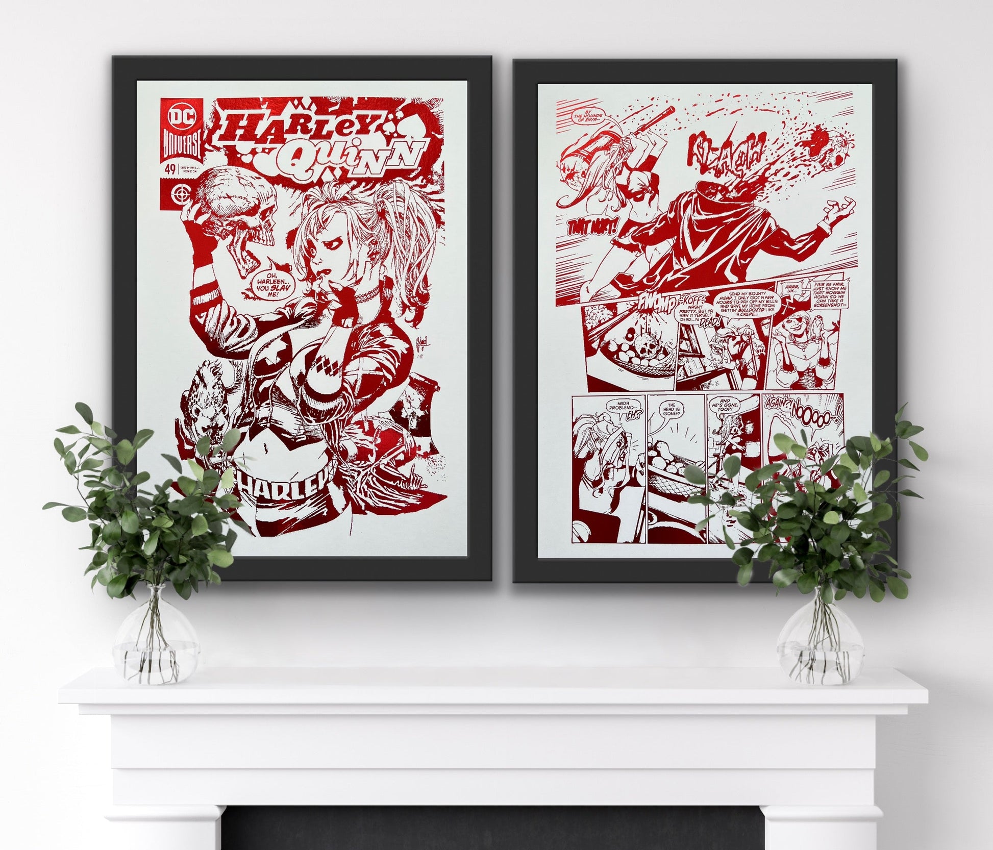 Set of 2 Harley Quinn Foil Prints Red Billies Inks ScentiMelti Wax Melts