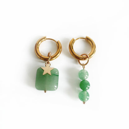 Alyssa Mismatch Green Charm Hoop Earrings - ScentiMelti Home Fragrance, Beauty & Gifts UK