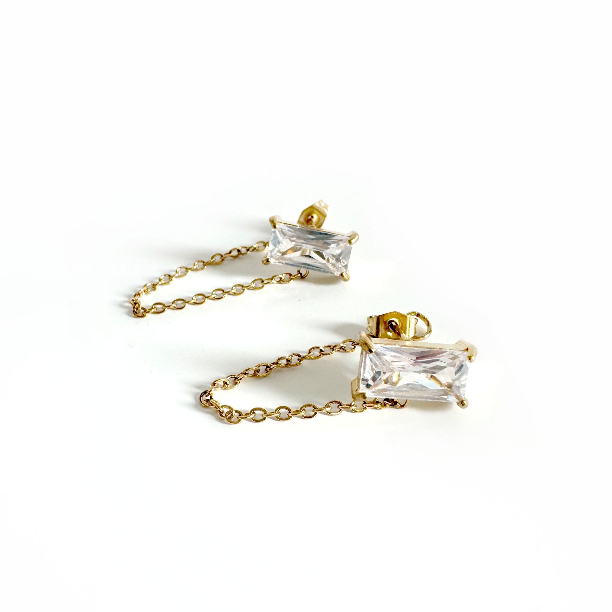 Cleo Luxe 18k Gold Plated Clear Jewel Chain Earrings - ScentiMelti Home Fragrance, Beauty & Gifts UK