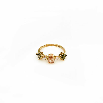 Maggie Peach And Green Gemstone Ring