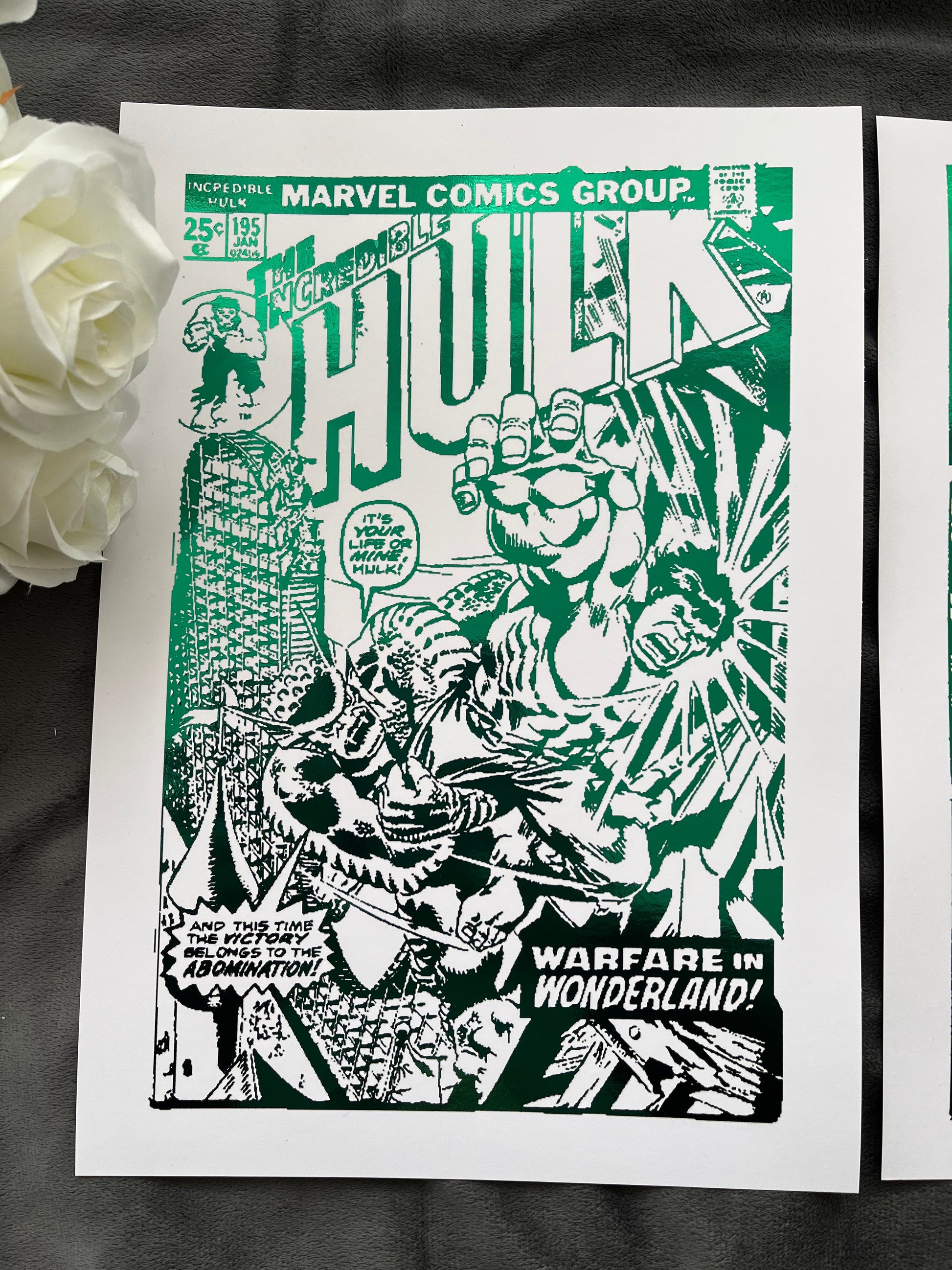 Set of 2 Hulk Comic Cover & Comic Strip Foil Prints Billies Inks ScentiMelti Wax Melts