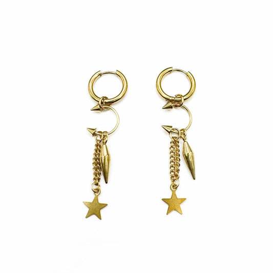 Aelin Luxe 18k Gold Plated Statement Dangle  Star Charm Hoop Earrings - ScentiMelti Home Fragrance, Beauty & Gifts UK