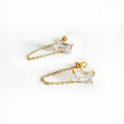 Cleo Luxe 18k Gold Plated Clear Jewel Chain Earrings - ScentiMelti Home Fragrance, Beauty & Gifts UK