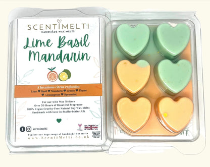 Lime Basil Mandarin JM Inspired Heart Clamshell Wax Melts - ScentiMelti  Lime Basil Mandarin JM Inspired Heart Clamshell Wax Melts