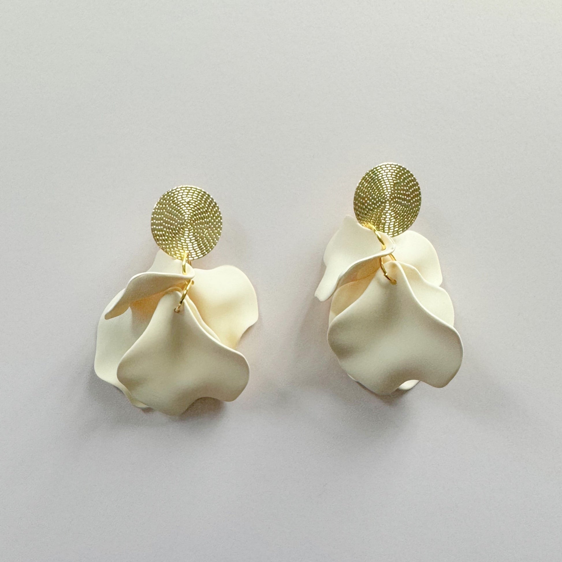 Nora Cream Petal Earrings - ScentiMelti Home Fragrance, Beauty & Gifts UK