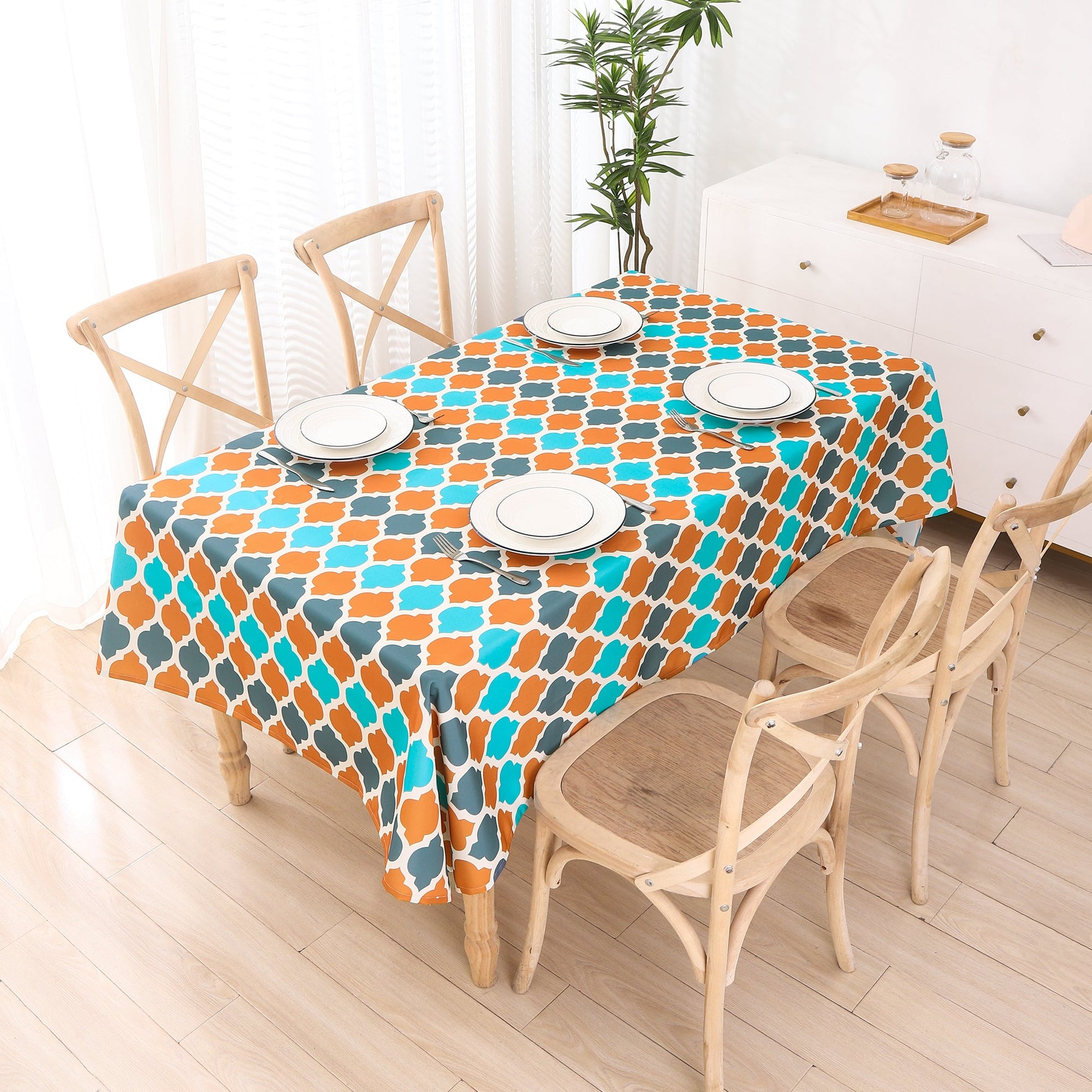 Water Resistant Indoor Outdoor Table Cloth 137x185 CM (Orange) - ScentiMelti Home Fragrance, Beauty & Gifts UK