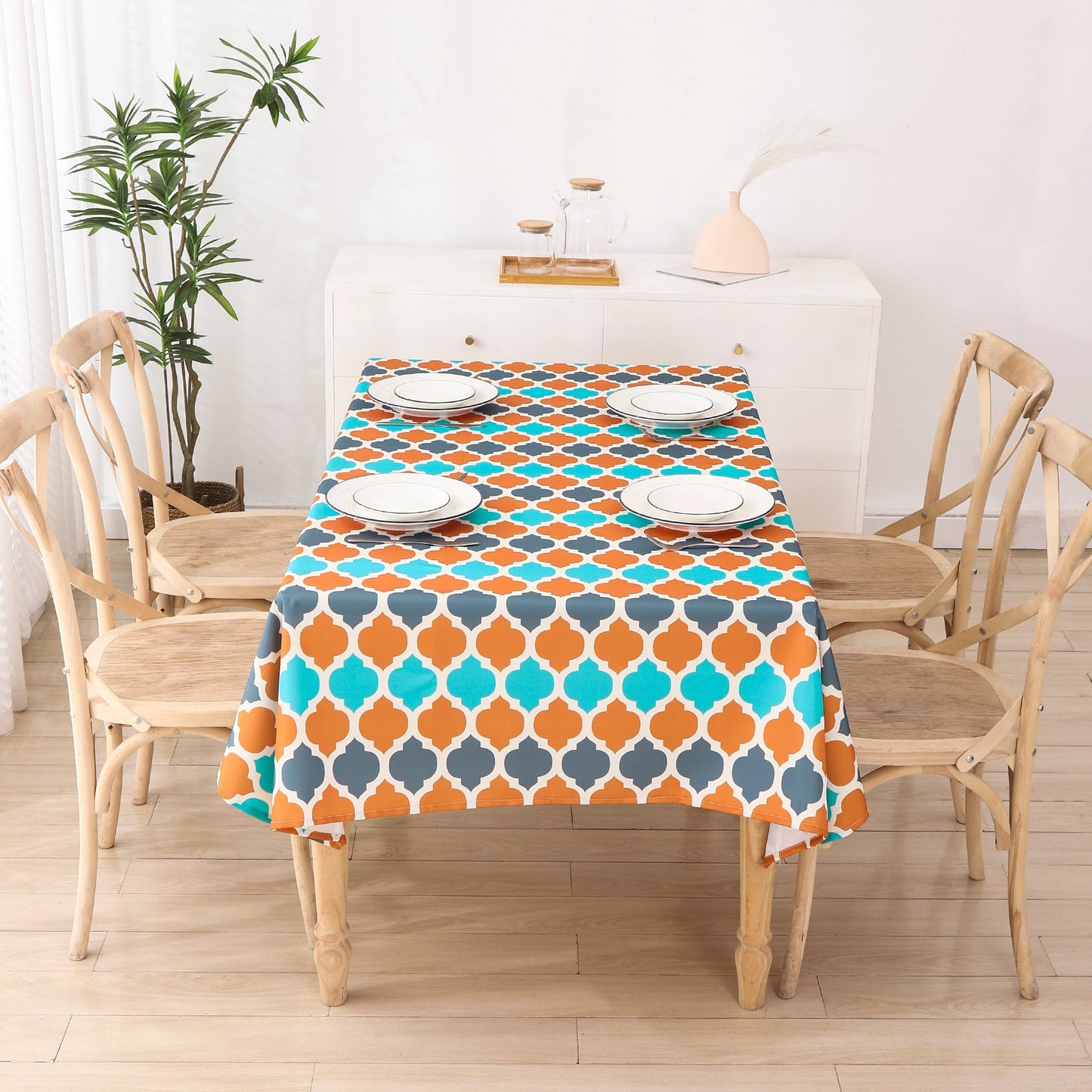 Water Resistant Indoor Outdoor Table Cloth 137x185 CM (Orange) - ScentiMelti Home Fragrance, Beauty & Gifts UK