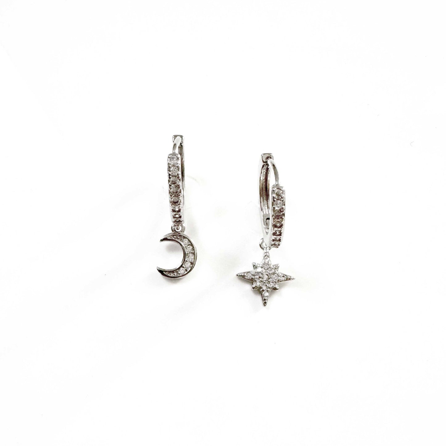 Seren Silver Moon and Star Huggie Hoop Earrings - ScentiMelti Home Fragrance, Beauty & Gifts UK