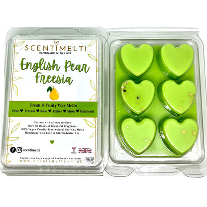 English Pear Freesia JM Inspired Heart Clamshell Wax Melts - ScentiMelti  English Pear Freesia JM Inspired Heart Clamshell Wax Melts