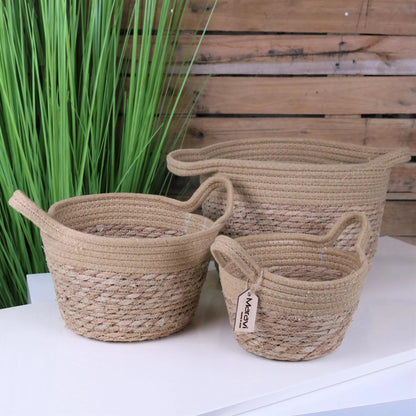 Sheyam Set of Storage Baskets Natural Grass Rope - ScentiMelti Home Fragrance, Beauty & Gifts UK