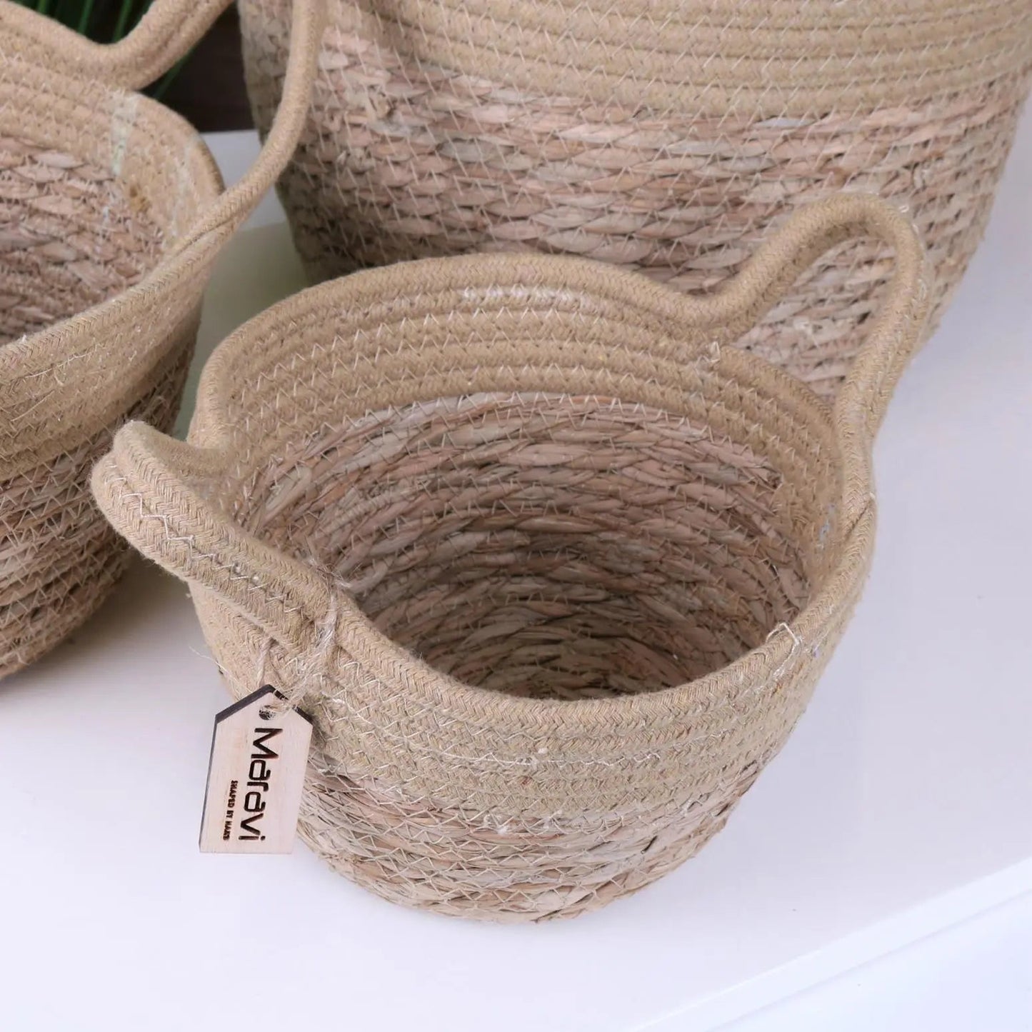 Sheyam Set of Storage Baskets Natural Grass Rope - ScentiMelti Home Fragrance, Beauty & Gifts UK