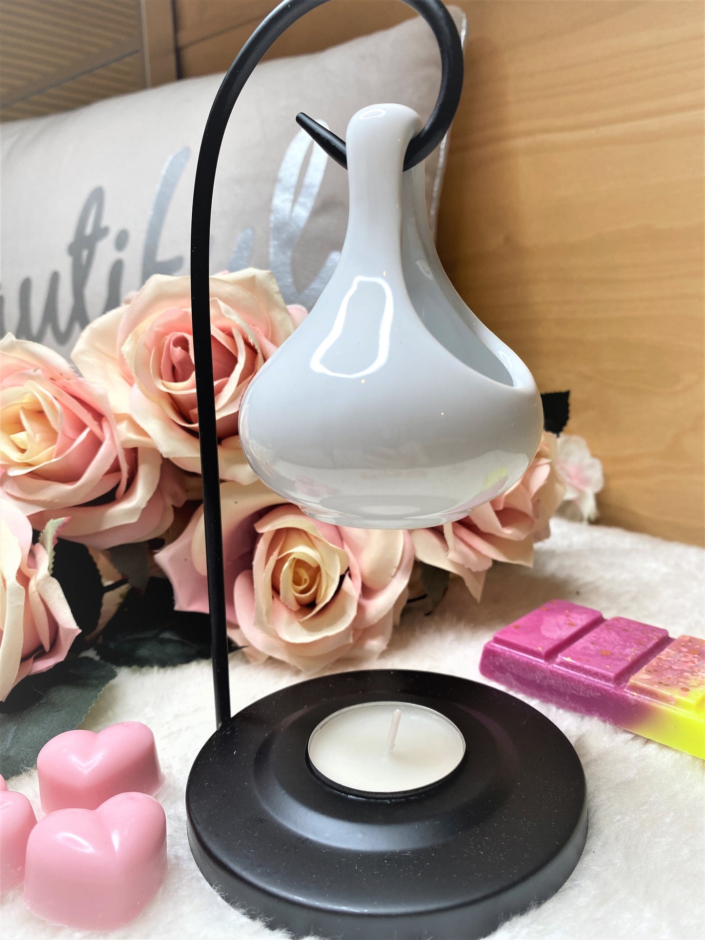 GIFT SET Hanging Teardrop Wax Melt Oil Burner | WHITE & GREY - ScentiMelti  GIFT SET Hanging Teardrop Wax Melt Oil Burner | WHITE & GREY