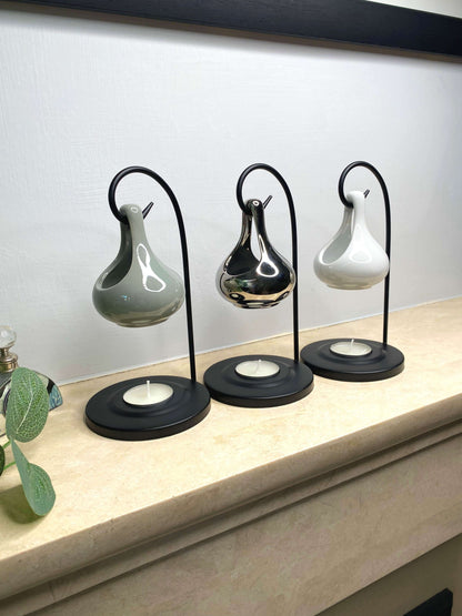 'Sophia' Hanging Teardrop Wax Melt Oil Burner | GREY - ScentiMelti  'Sophia' Hanging Teardrop Wax Melt Oil Burner | GREY