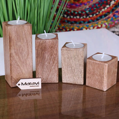 Bure Wooden Tea Light Holders Set of 4 - ScentiMelti Home Fragrance, Beauty & Gifts UK