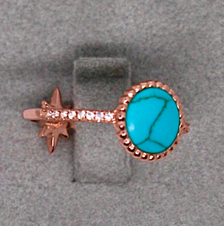 Double Sided Turquoise Ring - ScentiMelti Home Fragrance, Beauty & Gifts UK