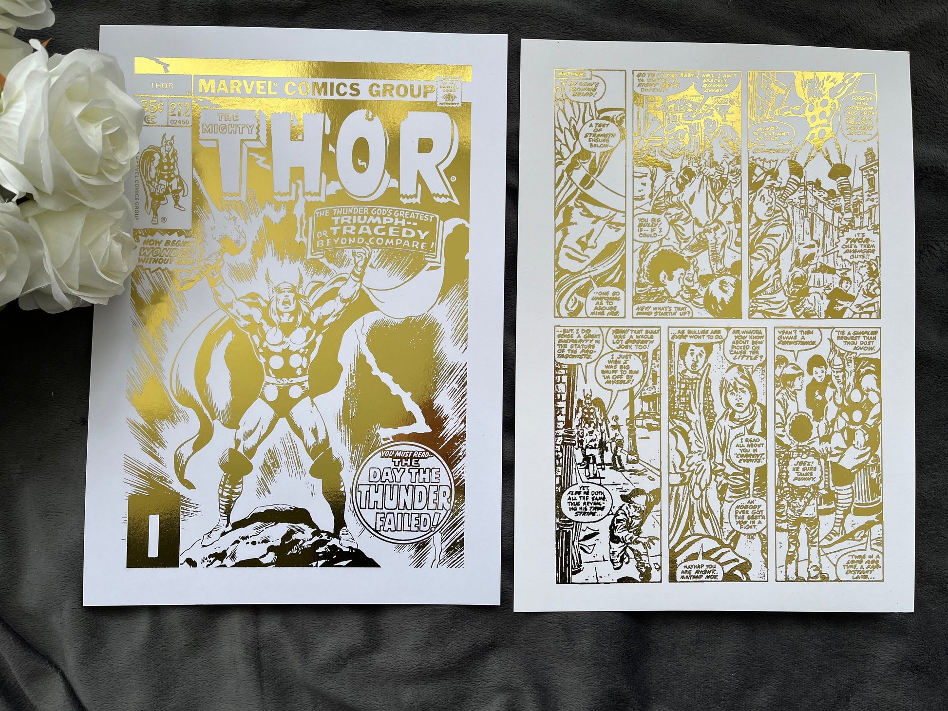 Set of 2 Thor Comic Cover & Comic Strip Foil Prints Billies Inks ScentiMelti Wax Melts