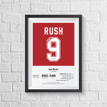 Ian Rush Liverpool Legend Stats Print MOTM Football ScentiMelti Wax Melts