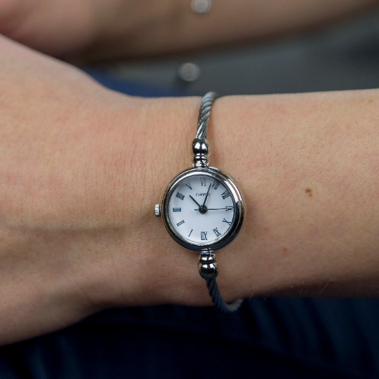 Black Stainless Steel Roman White Dial Bangle Adjustable Bracelet Watch - ScentiMelti Home Fragrance, Beauty & Gifts UK